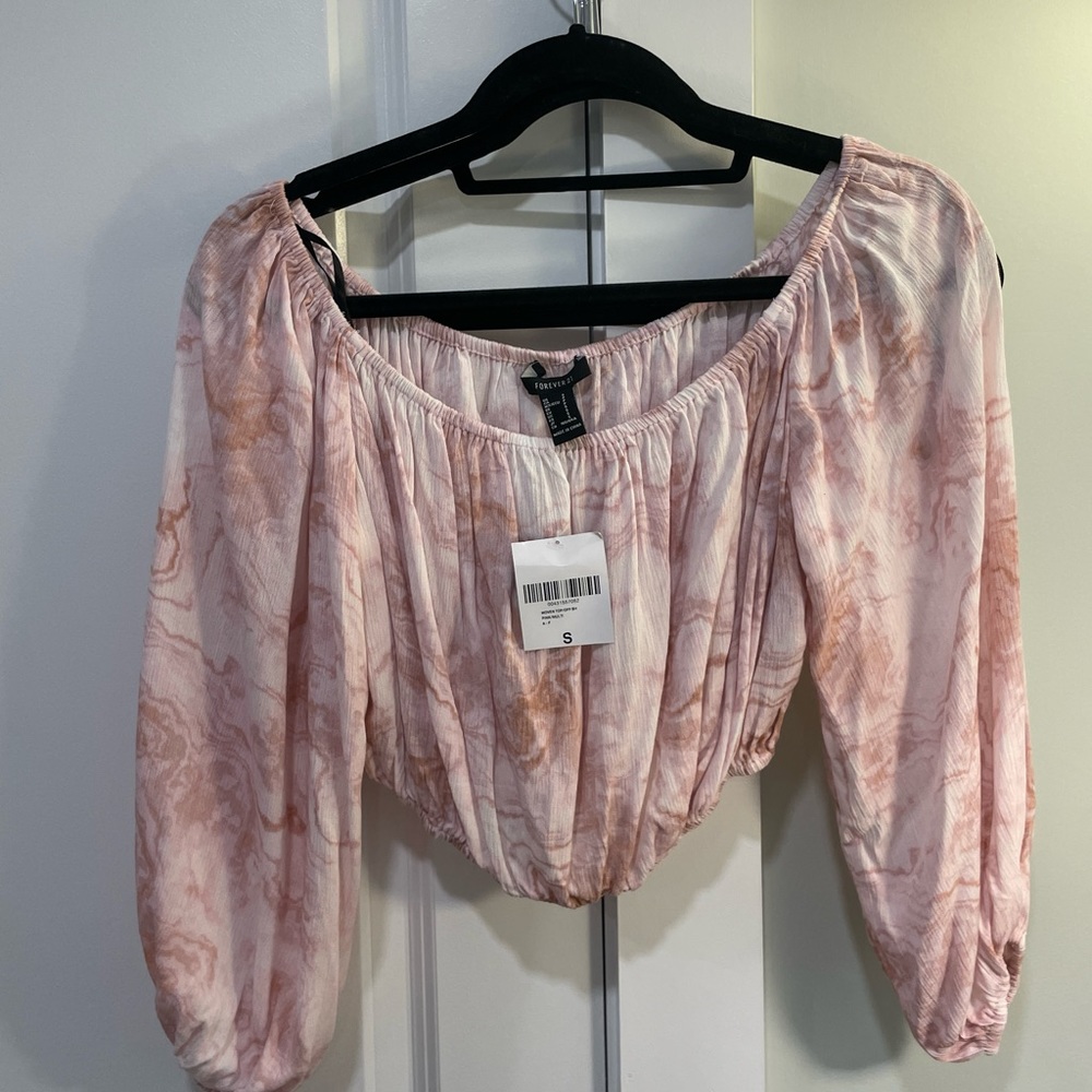 Pink off the shoulder crop top